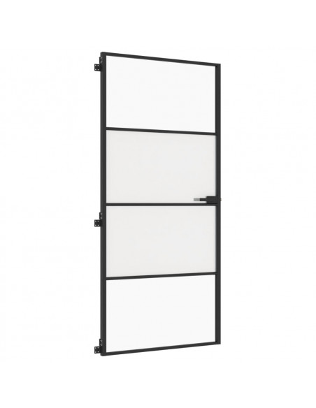 Porta Interni Sottile Nera 93x201,5cm Vetro Temperato Alluminio
