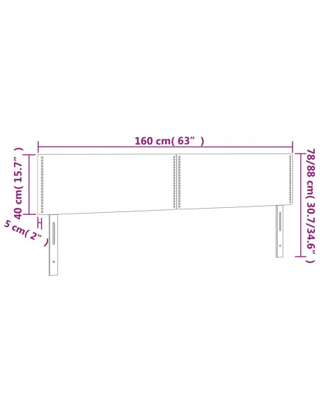 Testiera a LED Grigio Chiaro 160x5x78/88 cm in Velluto