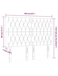 Testiera a LED Grigio Chiaro 160x7x118/128 cm in Velluto