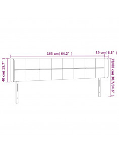 Testiera a LED Grigio Chiaro 163x16x78/88 cm in Velluto