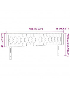Testiera a LED Grigio Chiaro 183x16x78/88 cm in Velluto