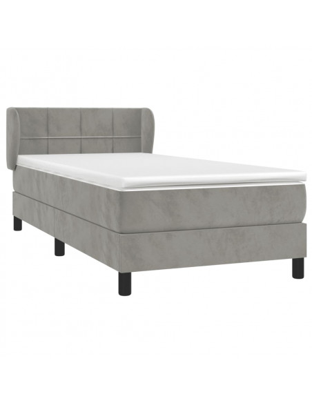 Giroletto a Molle con Materasso Grigio Chiaro 90x200 cm Velluto