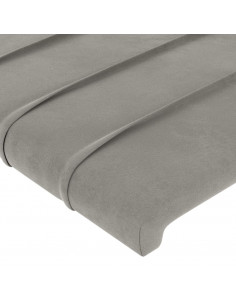 Testiera a LED Grigio Chiaro 203x16x118/128 cm in Velluto