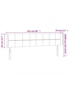 Testiera a LED Grigio Chiaro 203x16x78/88 cm in Velluto