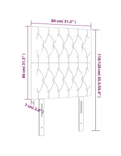 Testiera a LED Grigio Chiaro 80x7x118/128 cm in Tessuto