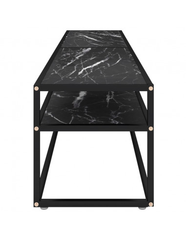 Mobile Porta TV Marmo Nero 200x40x40,5 cm in Vetro Temperato