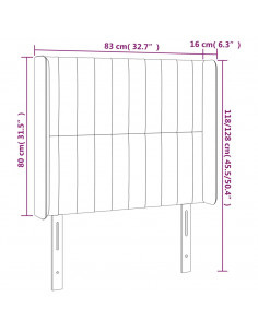 Testiera a LED Grigio Chiaro 83x16x118/128 cm in Tessuto