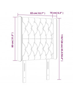 Testiera a LED Grigio Chiaro 83x16x118/128 cm in Velluto