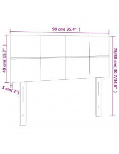 Testiera a LED Grigio Chiaro 90x5x78/88 cm in Similpelle