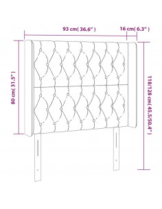 Testiera a LED Grigio Chiaro 93x16x118/128 cm in Tessuto