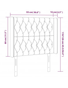 Testiera a LED Grigio Chiaro 93x16x118/128 cm in Velluto