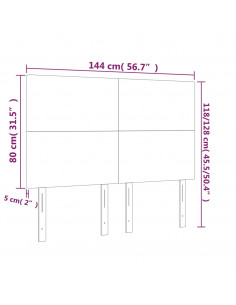 Testiera a LED Grigio Scuro 144x5x118/128cm in Velluto