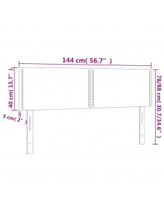 Testiera a LED Grigio Scuro 144x5x78/88 cm in Tessuto