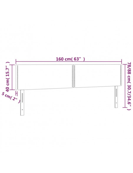 Testiera a LED Grigio Scuro 160x5x78/88 cm in Velluto