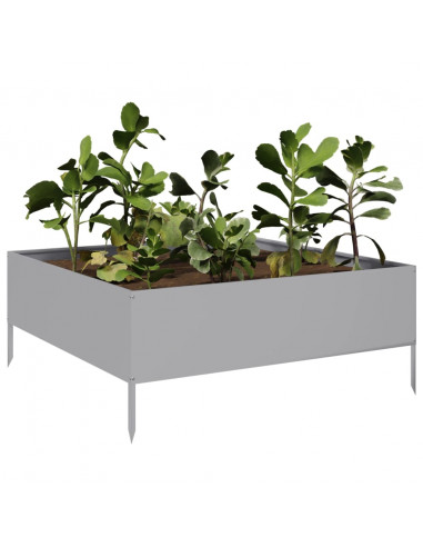 Fioriera Rialzata da Giardino 100x100x25 cm in Acciaio Zincato