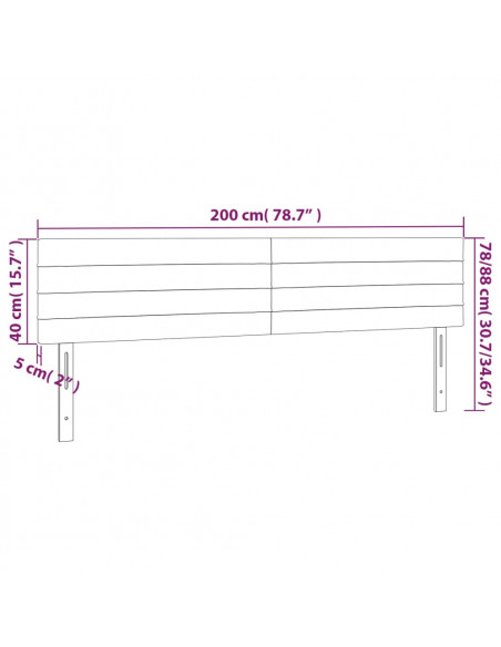 Testiera a LED Grigio Scuro 200x5x78/88 cm in Velluto
