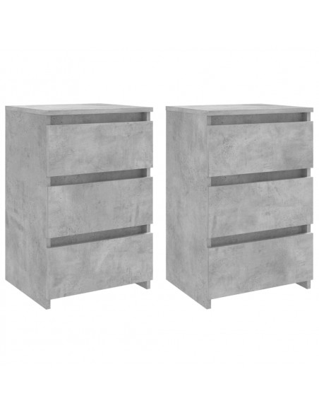 Comodini 2pz Grigio Cemento 40x35x62,5 cm in Legno Multistrato