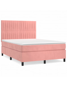 Giroletto a Molle con Materasso Rosa 140x200 cm in Velluto 2