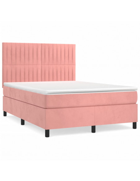Giroletto a Molle con Materasso Rosa 140x200 cm in Velluto