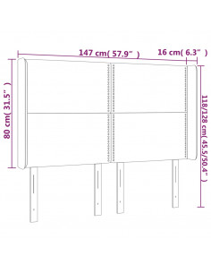 Testiera a LED GrigioScuro 147x16x118/128cm inTessuto