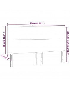 Testiera a LED GrigioScuro 160x5x118/128cm inTessuto
