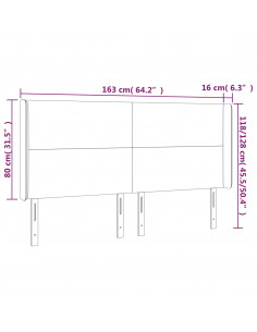 Testiera a LED GrigioScuro 163x16x118/128cm inTessuto