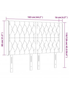 Testiera a LED GrigioScuro 163x16x118/128cm inTessuto