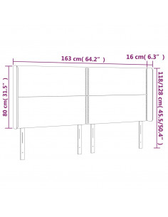 Testiera a LED GrigioScuro 163x16x118/128cm inTessuto