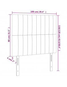 Testiera a LED Marrone Scuro 100x5x118/128 cm in Tessuto