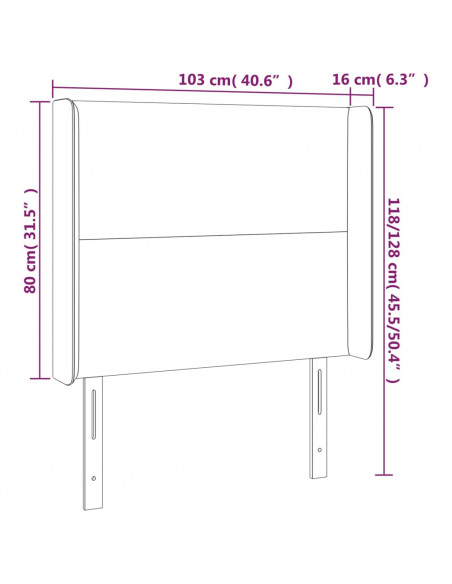Testiera a LED Marrone Scuro 103x16x118/128 cm in Tessuto