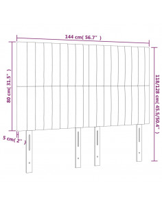 Testiera a LED Marrone Scuro 144x5x118/128 cm in Tessuto