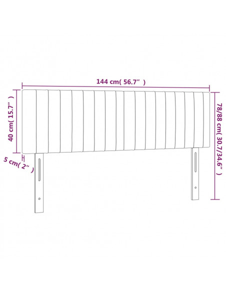 Testiera a LED Marrone Scuro 144x5x78/88 cm in Tessuto
