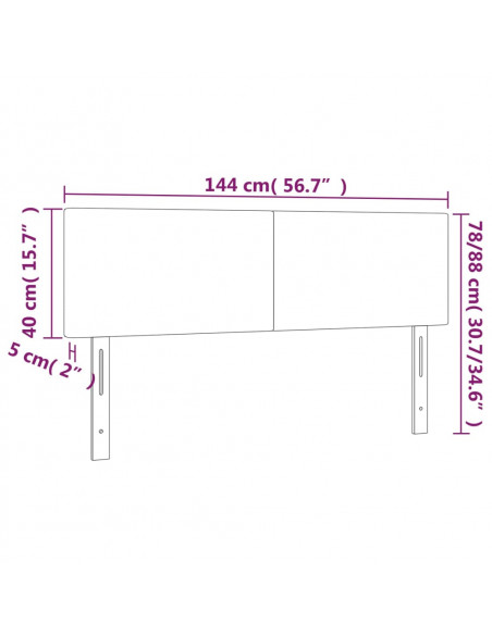 Testiera a LED Marrone Scuro 144x5x78/88 cm in Tessuto