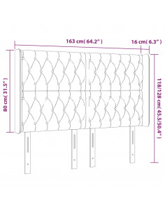 Testiera a LED Marrone Scuro 163x16x118/128 cm in Tessuto