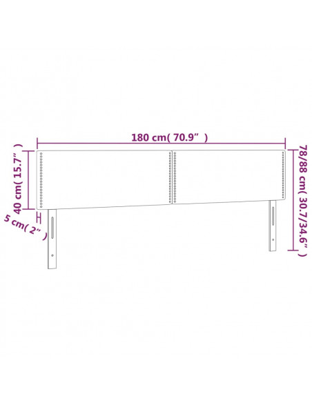 Testiera a LED Marrone Scuro 180x5x78/88 cm in Tessuto