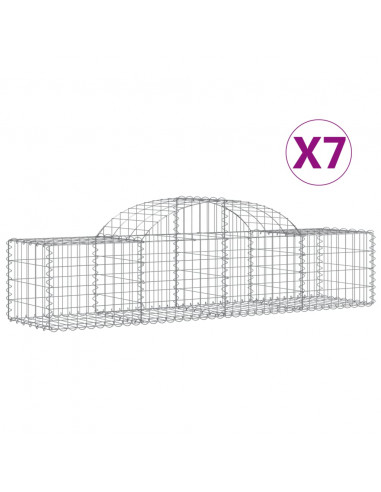 Cesti Gabbioni ad Arco 7 pz 200x50x40/60 cm Ferro Zincato