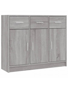 Credenza Grigio Sonoma 91x28x75 cm in Legno Multistrato 2