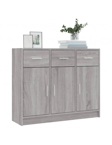 Credenza Grigio Sonoma 91x28x75 cm in Legno Multistrato