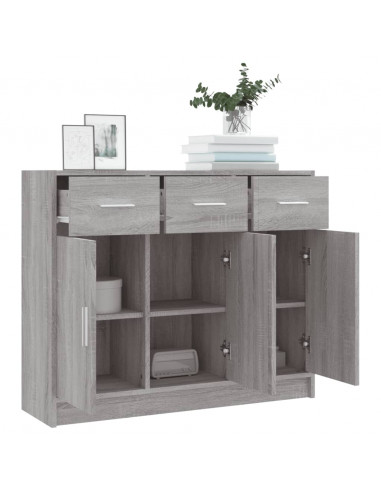 Credenza Grigio Sonoma 91x28x75 cm in Legno Multistrato