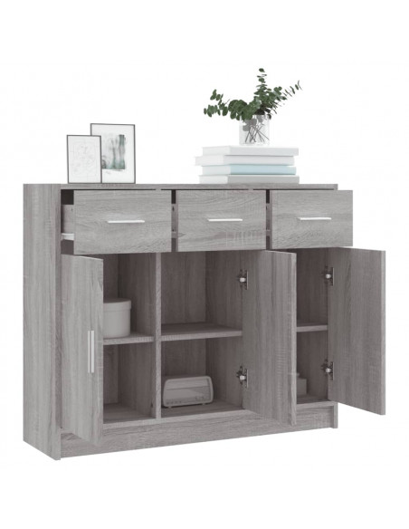 Credenza Grigio Sonoma 91x28x75 cm in Legno Multistrato