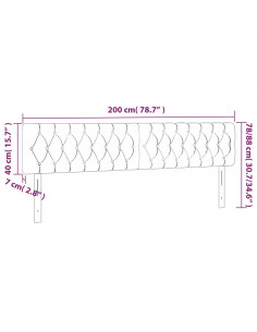 Testiera a LED Marrone Scuro 200x7x78/88 cm in Tessuto