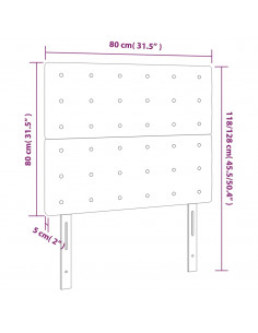 Testiera a LED Marrone Scuro 80x5x118/128 cm in Tessuto