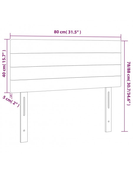Testiera a LED Marrone Scuro 80x5x78/88 cm in Tessuto