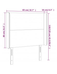 Testiera a LED Marrone Scuro 83x16x118/128 cm in Tessuto