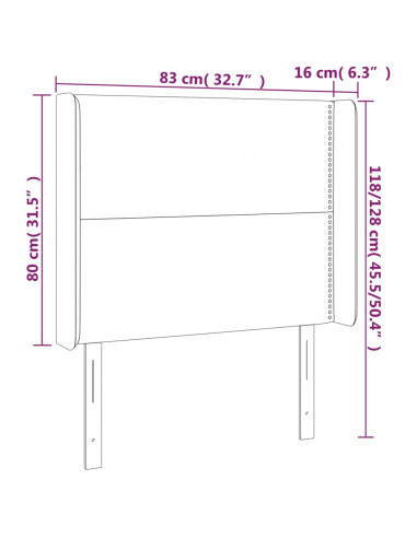 Testiera a LED Marrone Scuro 83x16x118/128 cm in Tessuto