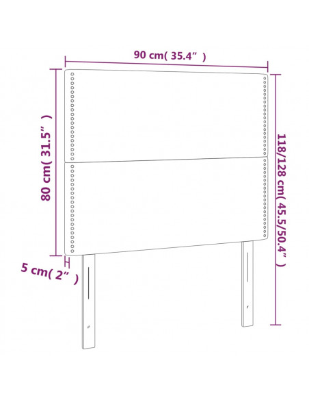 Testiera a LED Marrone Scuro 90x5x118/128 cm in Tessuto