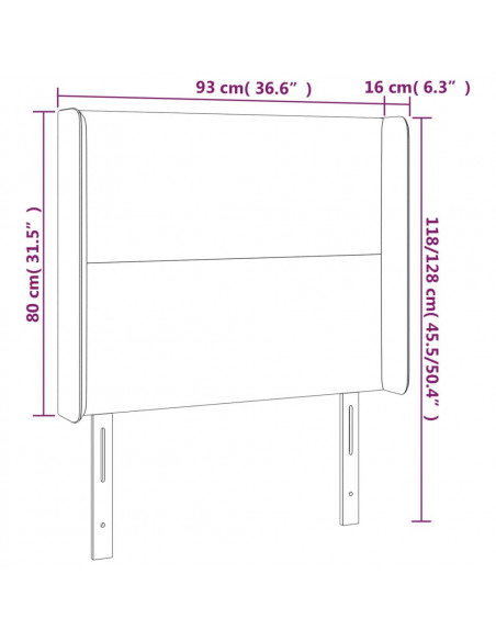 Testiera a LED Marrone Scuro 93x16x118/128 cm in Tessuto
