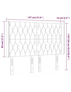 Testiera a LED MarroneScuro147x16x118/128cm inTessuto