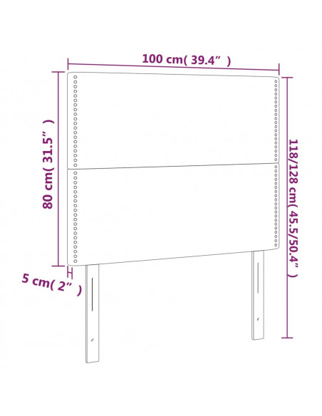 Testiera a LED Nera 100x5x118/128 cm in Similpelle