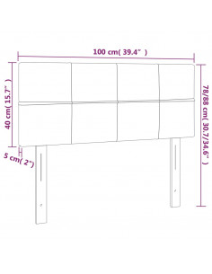 Testiera a LED Nera 100x5x78/88 cm in Tessuto
